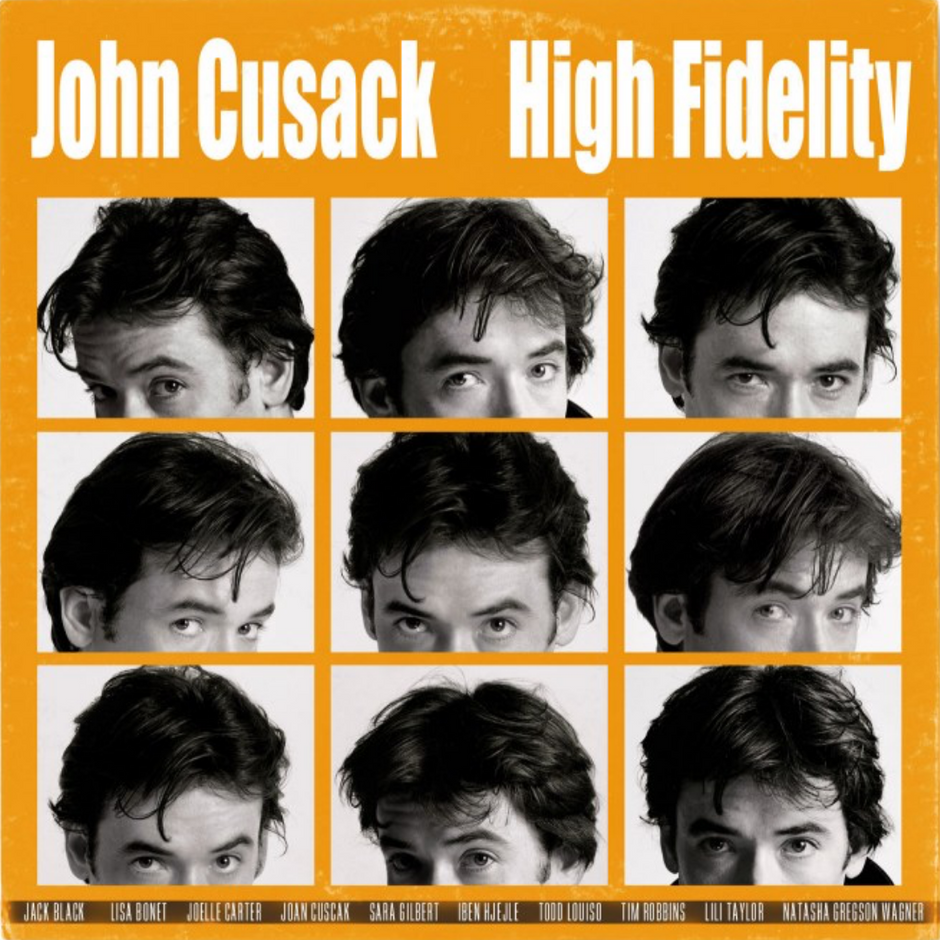 the poster of the movie High Fidelity - different close up shots of John Cusak placed on a aquare grid of 6x6