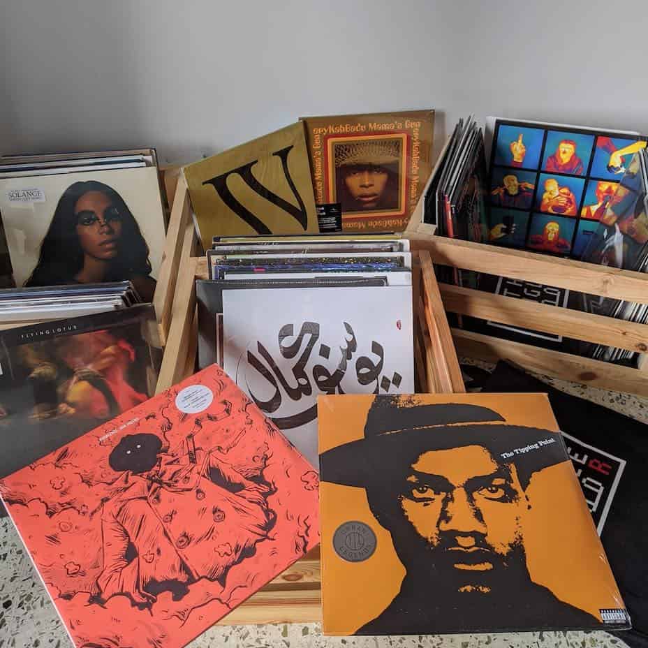 vinyl records placed on the table