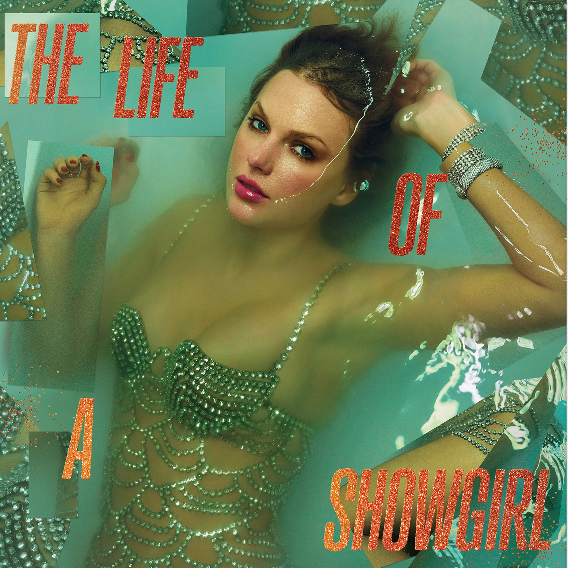 An image of the album Taylor Swift - The Life of a Showgirl (Sweat And Vanilla Perfume Portofino Orange Glitter LP)