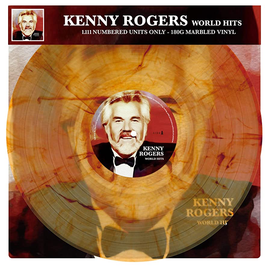 An image of the album KENNY ROGERS - WORLD HITS (Numbered & Limited Marbled Vinyl)
